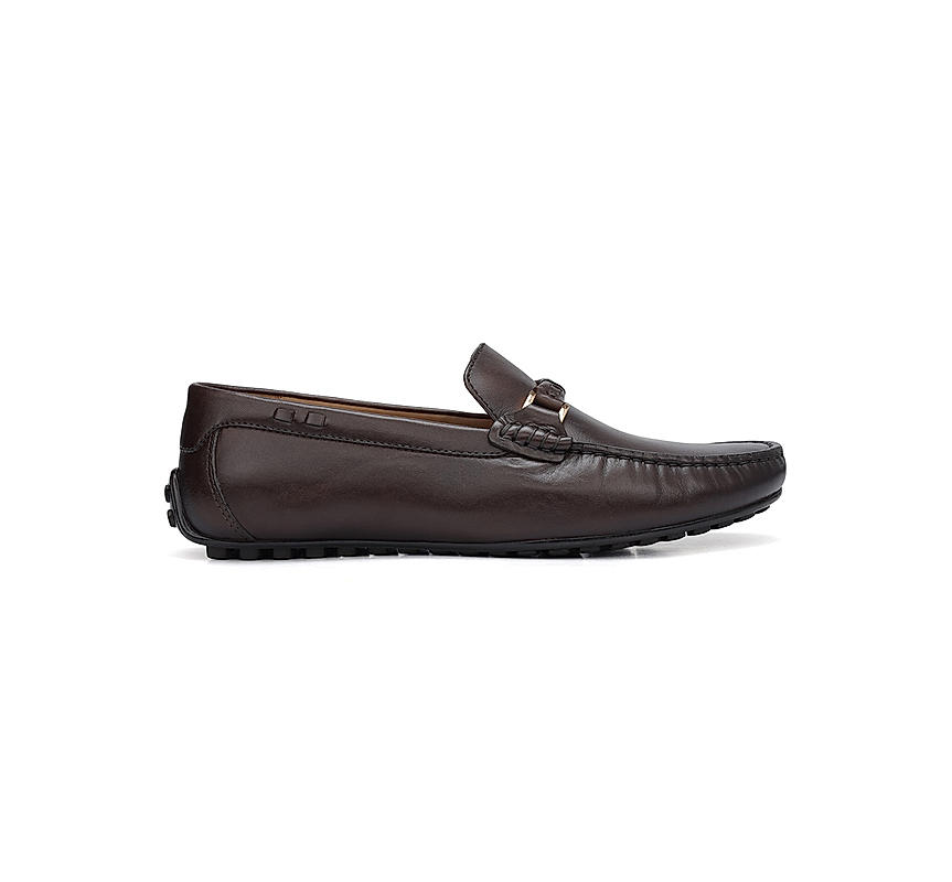 Brown Plain Leather Moccasins