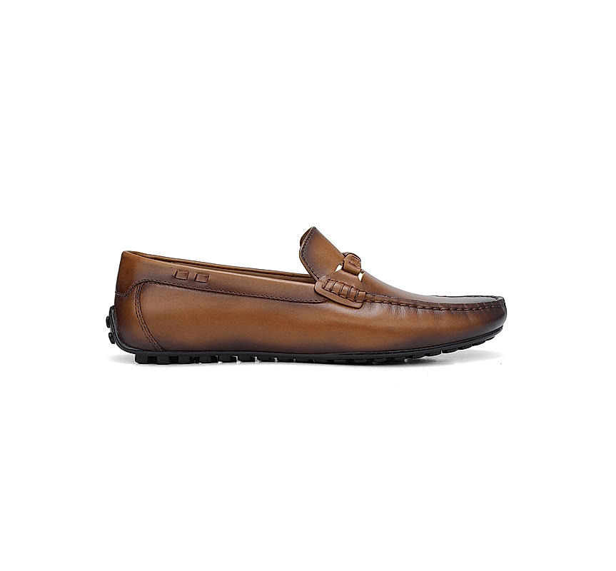 Tan Plain Leather Moccasins