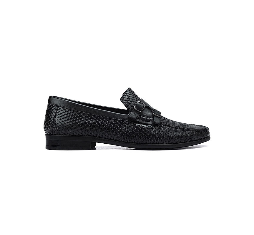 Black Monk Strap Style Moccasins