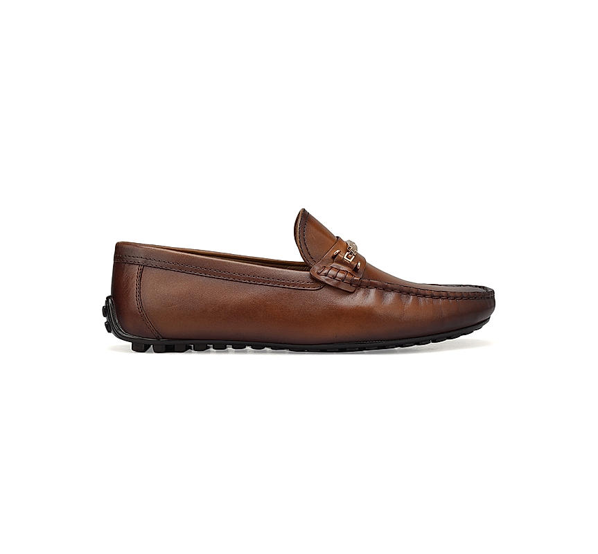 Tan Moccasins With Metal Buckle