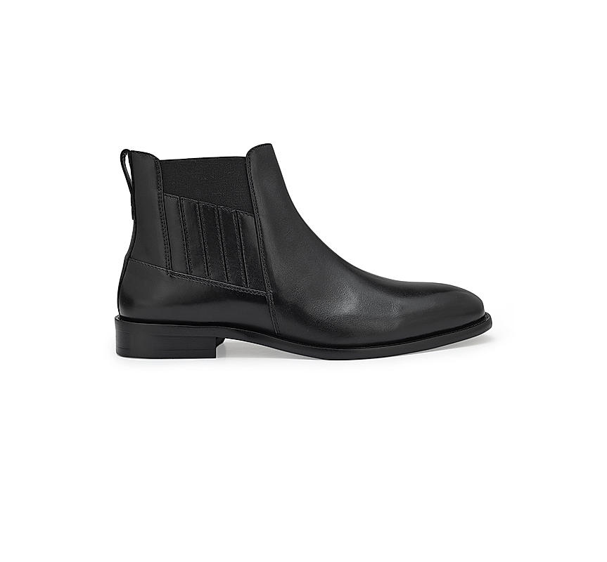 Black Plain Leather Boots