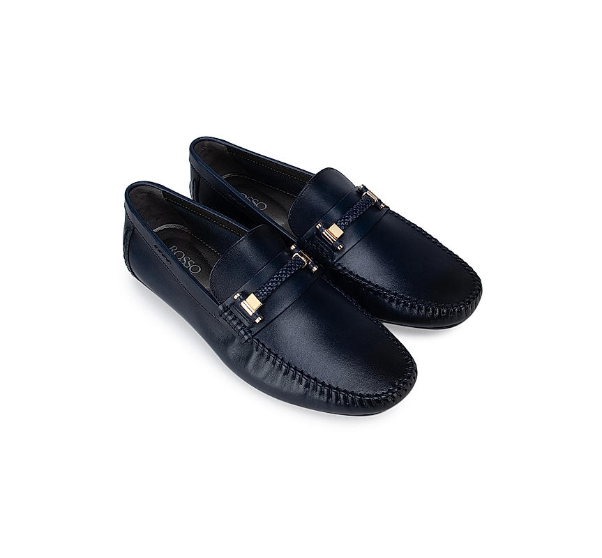 Blue Leather Moccasins