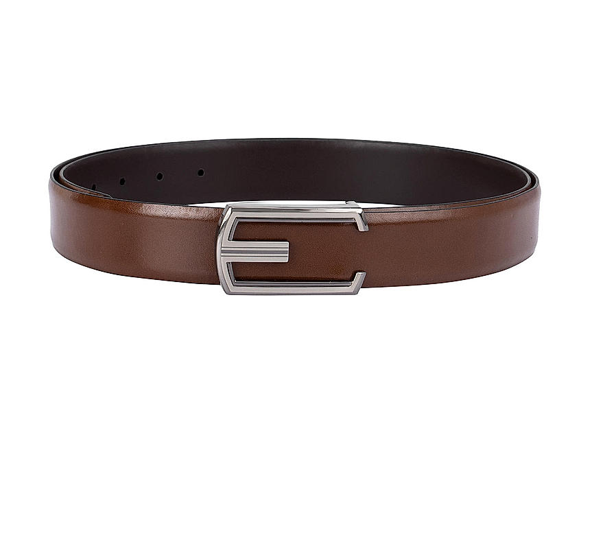 Cognac Plain Leather Formal Men's Belt