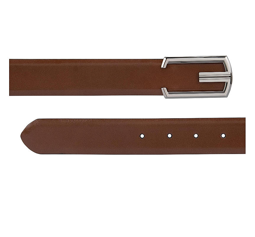 Cognac Plain Leather Formal Men's Belt