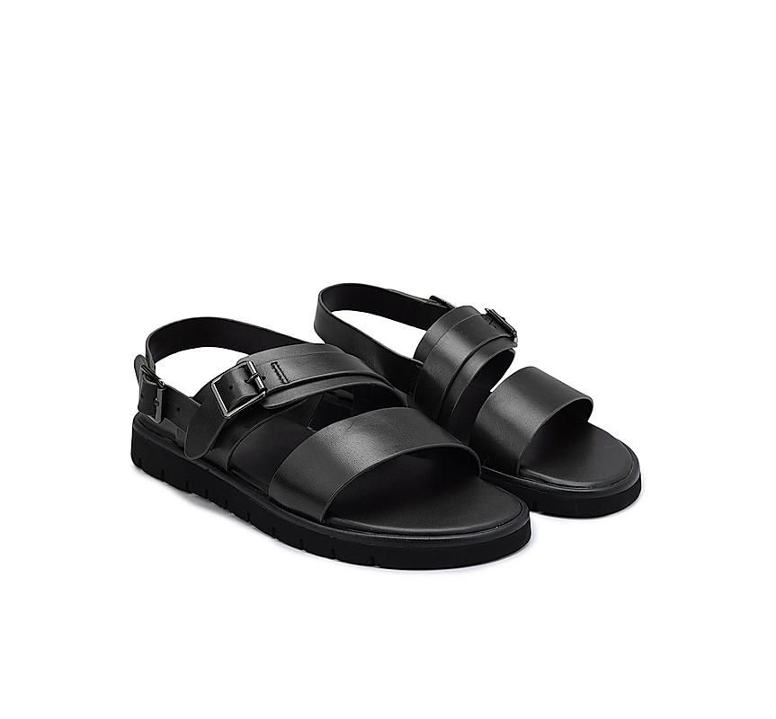 Black Strappy Leather Sandals