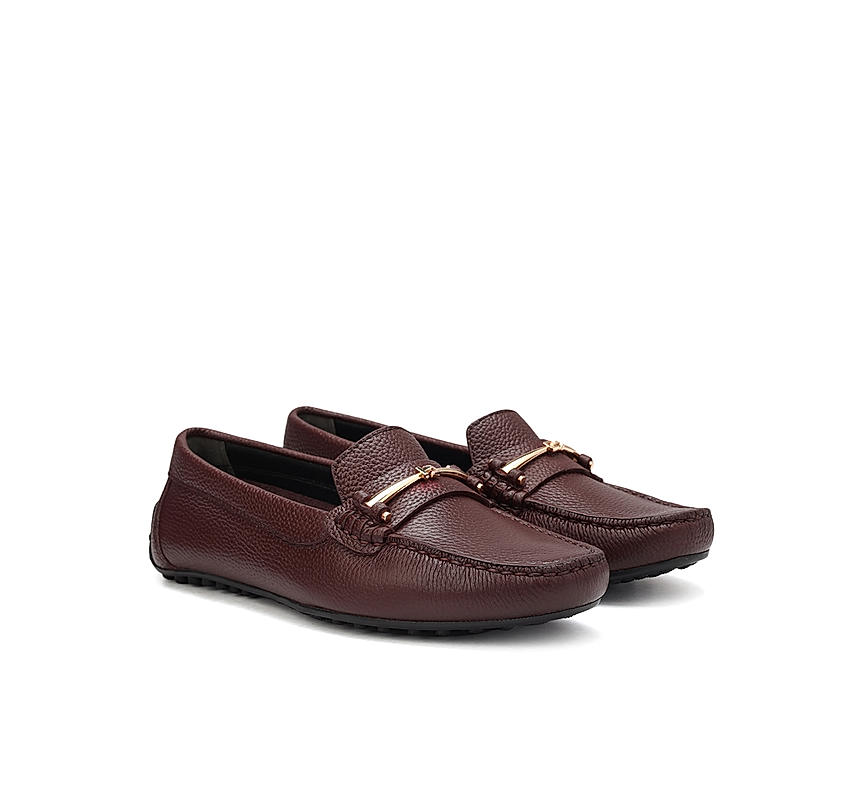 Burgundy Moccasins With Buckle