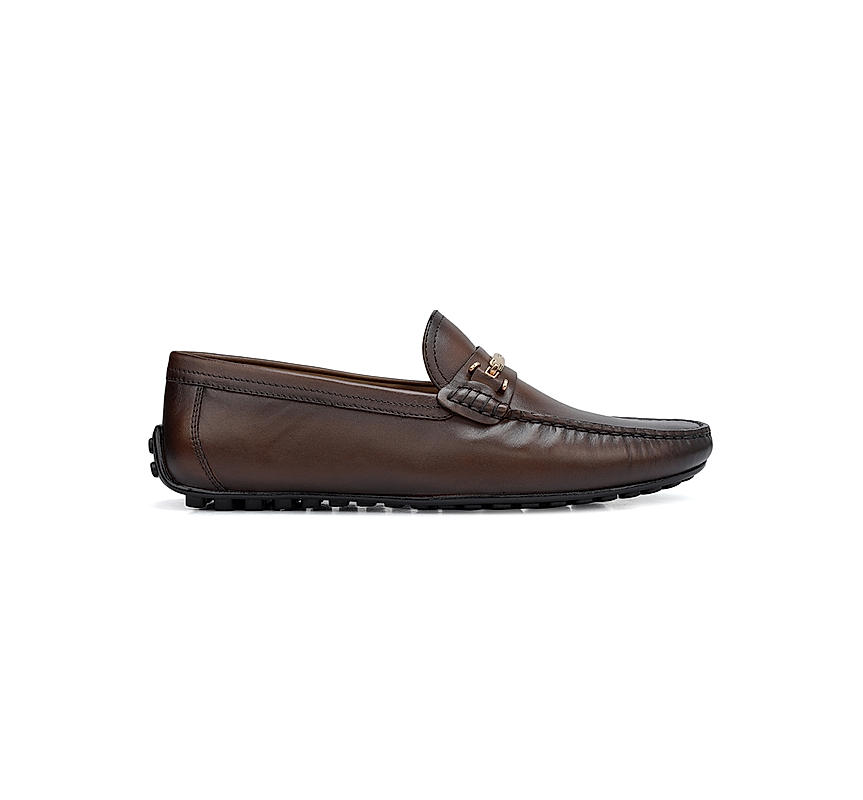 Brown Moccasins With Metal Buckle