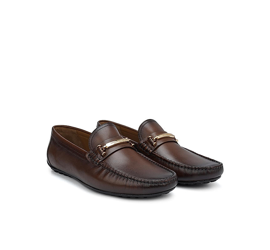 Brown Moccasins With Metal Buckle