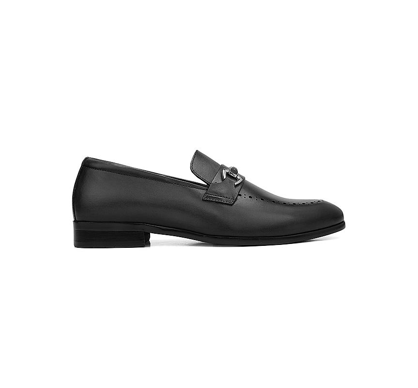 Black Brogue Leather Loafers