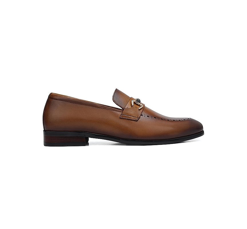 Tan Brogue Leather Loafers