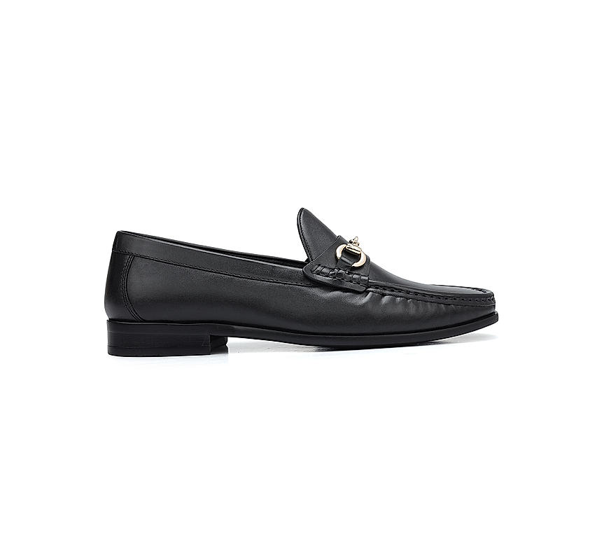 Black Loafers With Metal Buckle