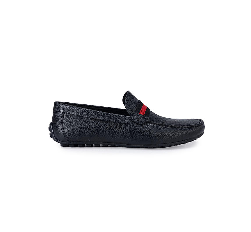Black Moccasins With Contrast Panel