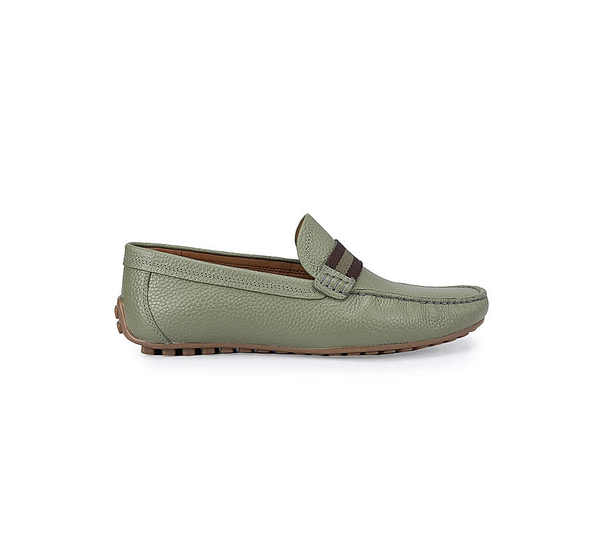 Green Moccasins With Contrast Panel