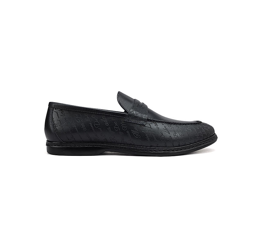 Navy Signato Leather Loafers