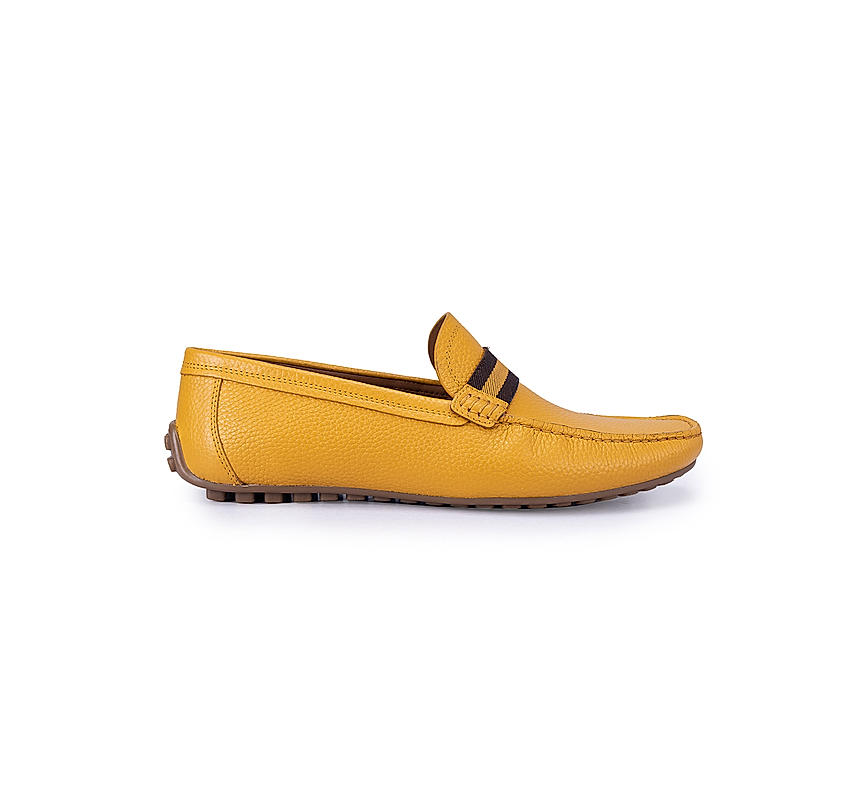 Mustard Moccasins With Contrast Panel