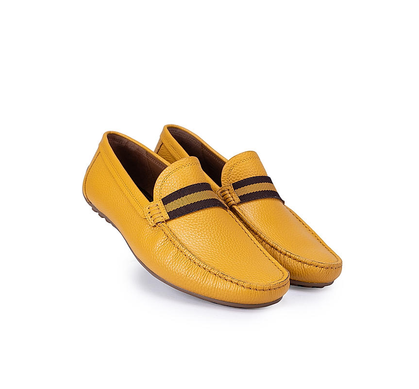 Mustard Moccasins With Contrast Panel