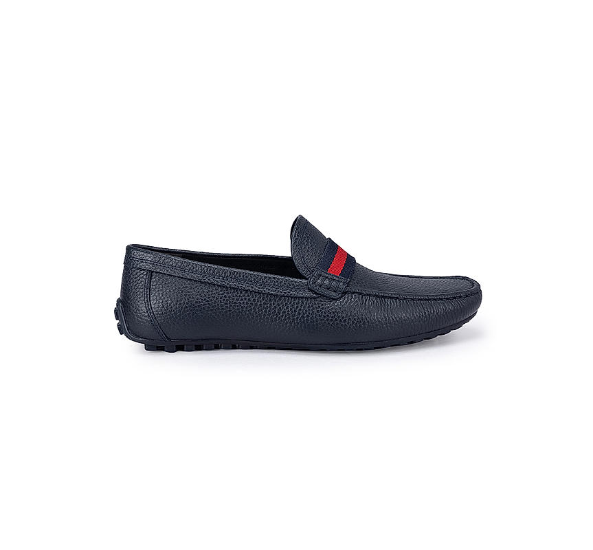 Navy Moccasins With Contrast Panel