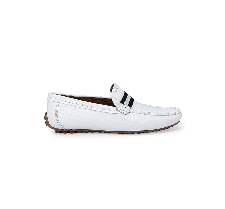White Moccasins With Contrast Panel