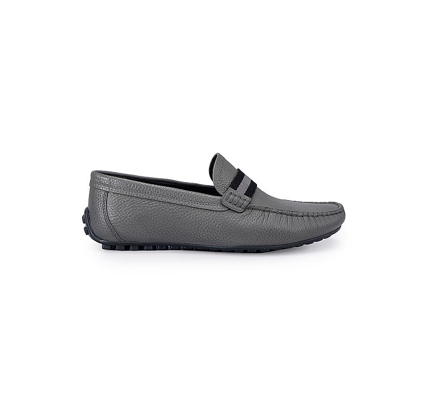 Grey Moccasins With Contrast Panel