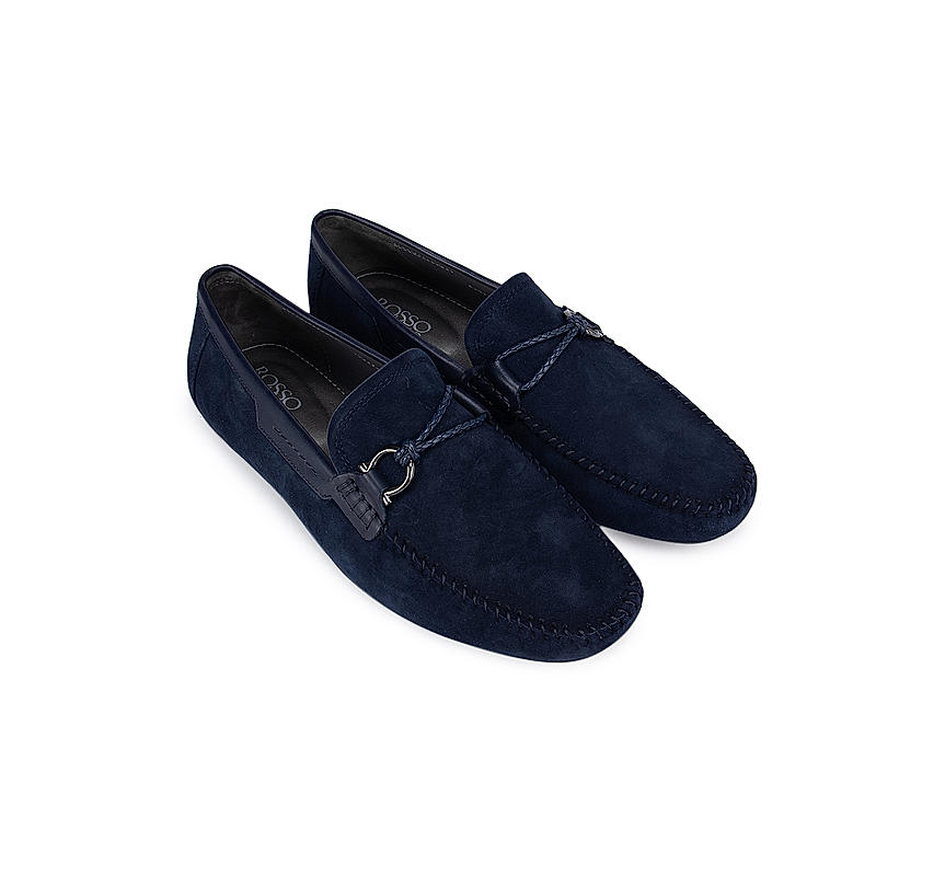 Blue Suede Leather Moccasins