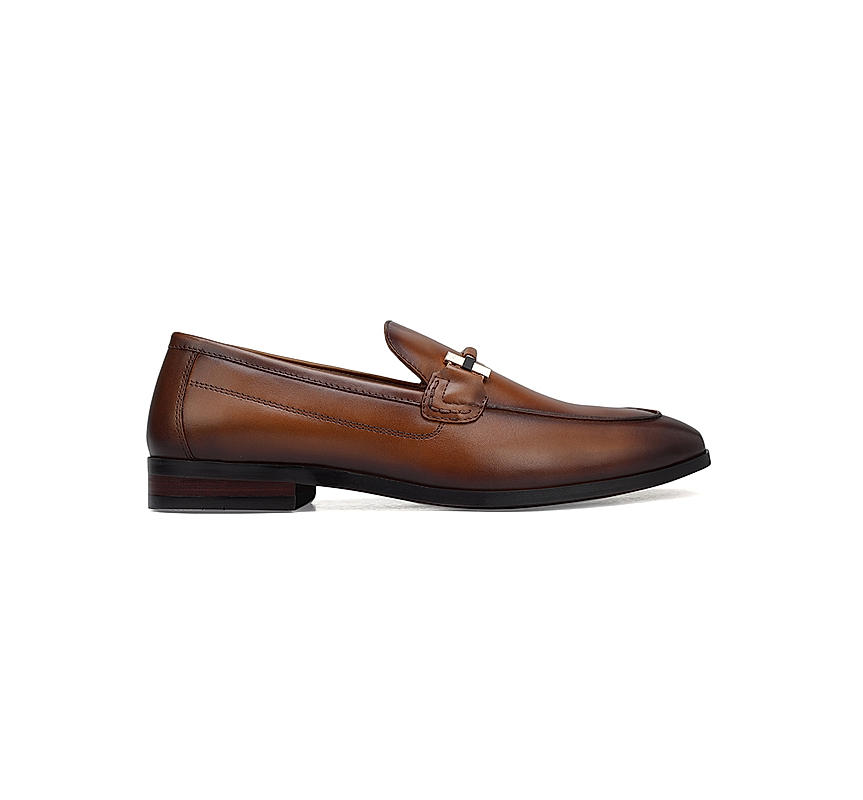 Tan Plain Leather Loafers