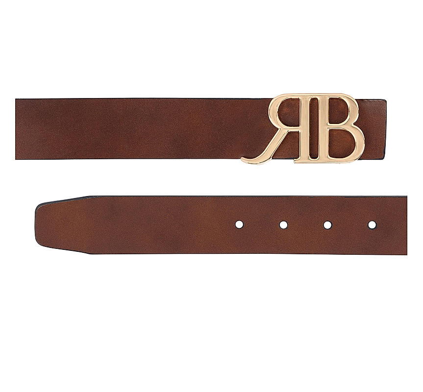 Brown Plain Leather Men's Belt