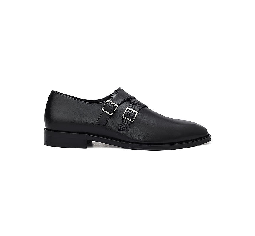 Black Leather Monk Straps