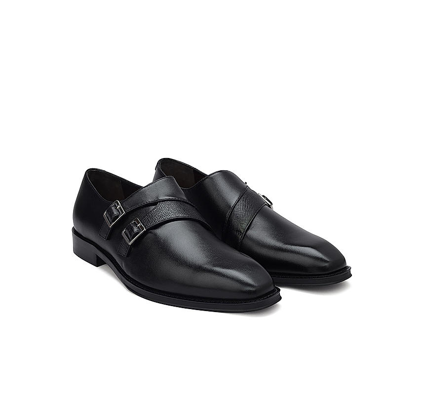 Black Leather Monk Straps