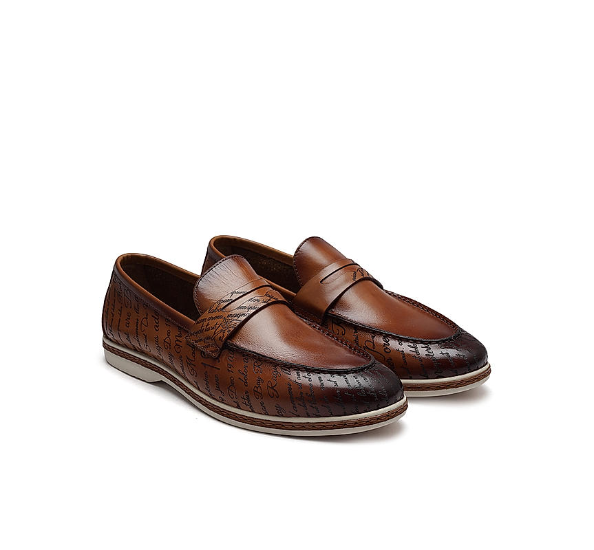 Tan Signato Leather Loafers