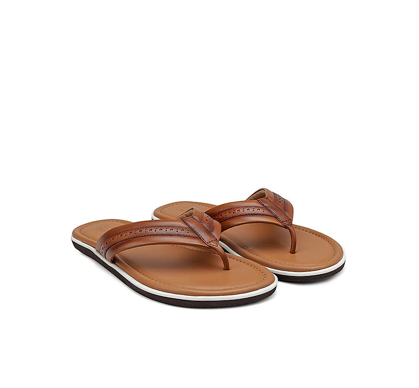 Tan Thong Leather Slippers