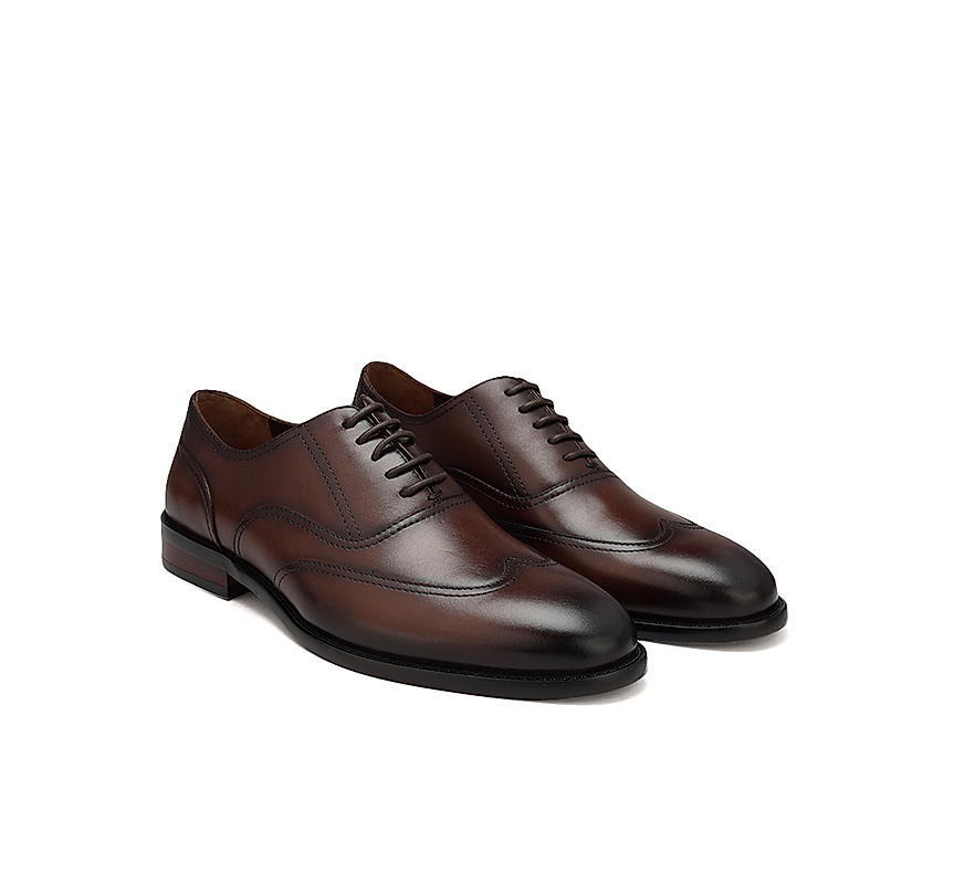 Coffee  Leather Derby Shoes