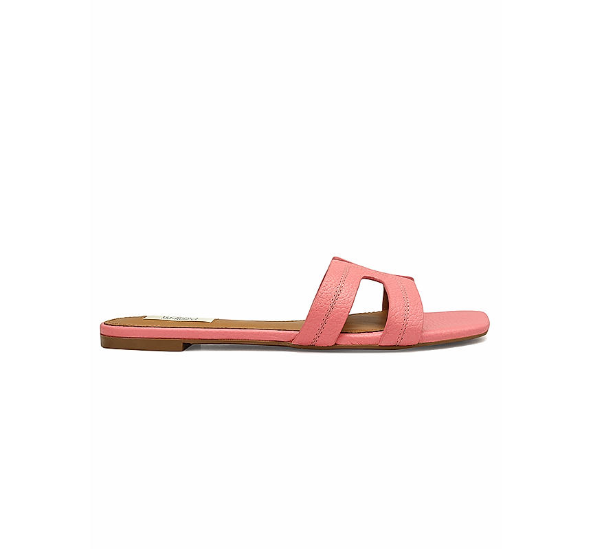 Pink Textured Leather Sliders