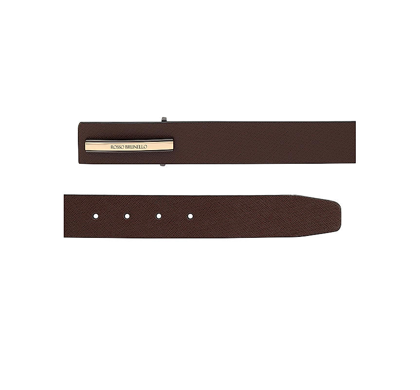 Brown Saffiano Leather Men's Belt