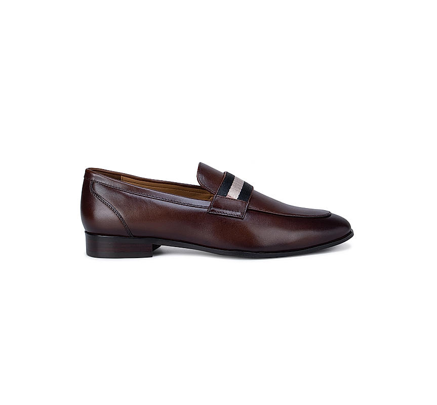 Brown Loafers with Contrast Panel