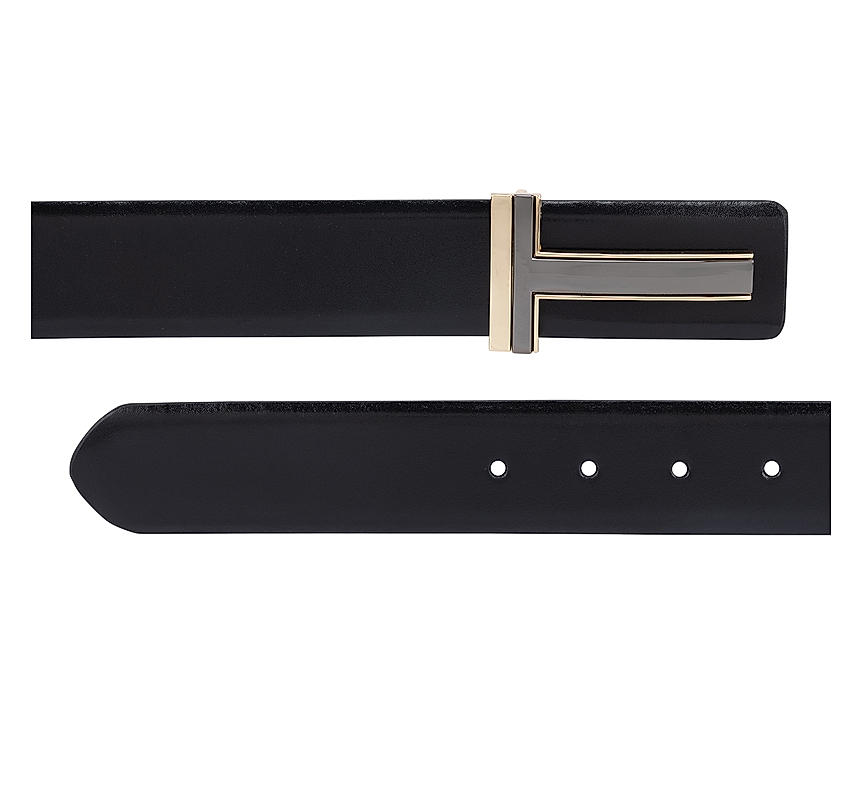Black Plain Leather Men's Belt