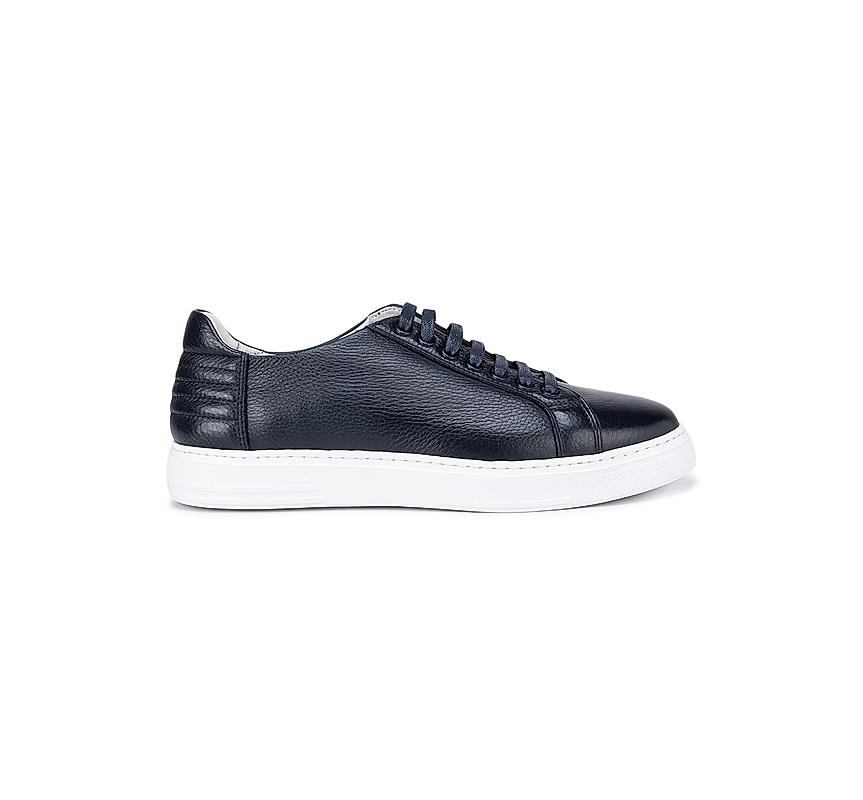 Navy Blue Leather Sneakers