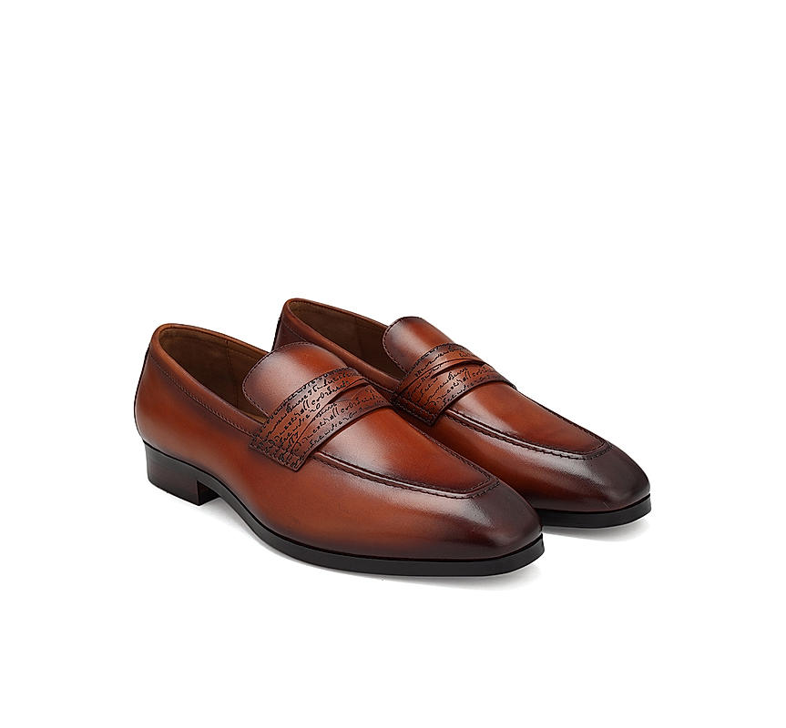 Tan Signato Leather Loafers