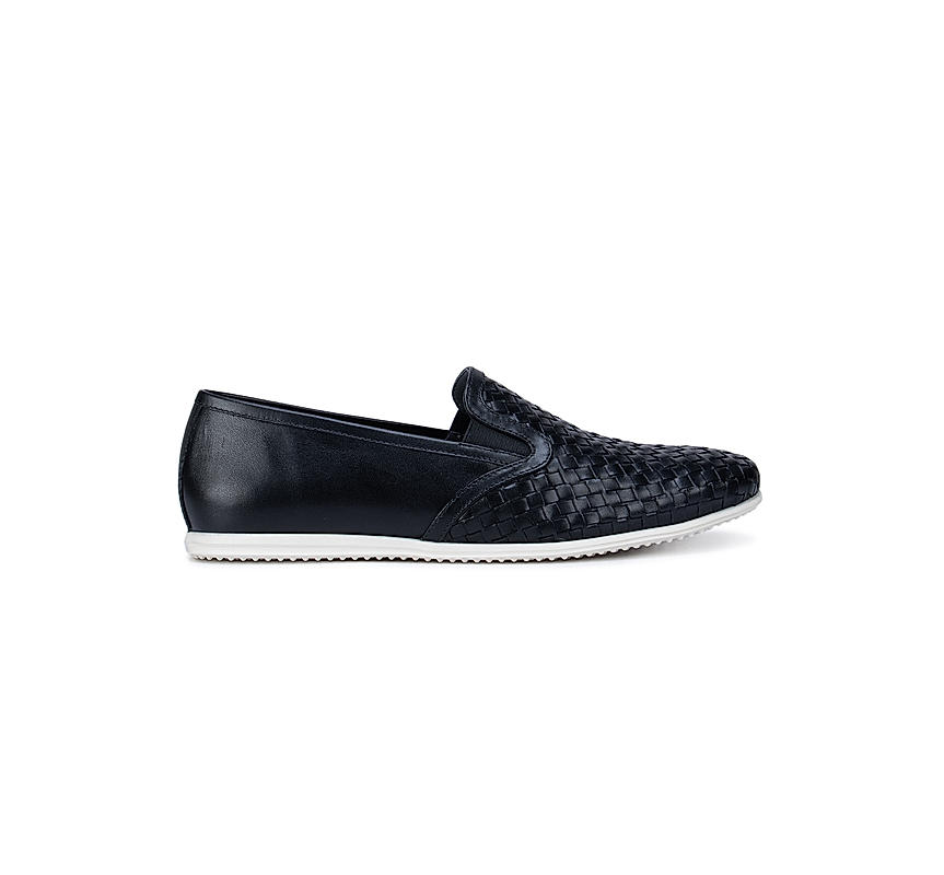 Black Weave Pattern Sneakers
