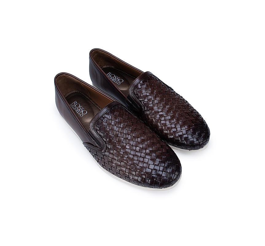 Brown Weave Pattern Sneakers