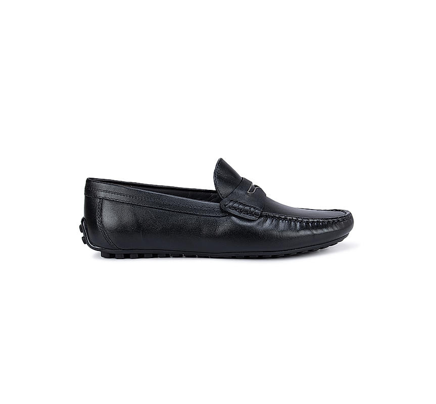 Black Moccasins With Leather Panel