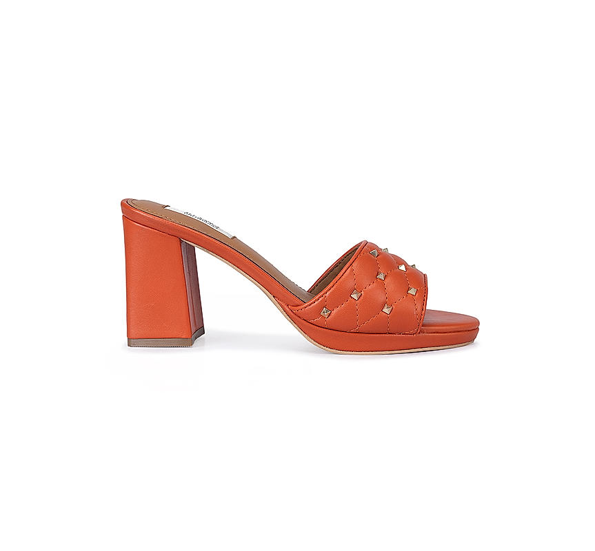 Orange Studded Block Heels