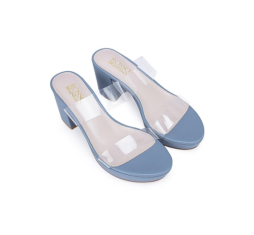Blue Open Toe Platform Heels