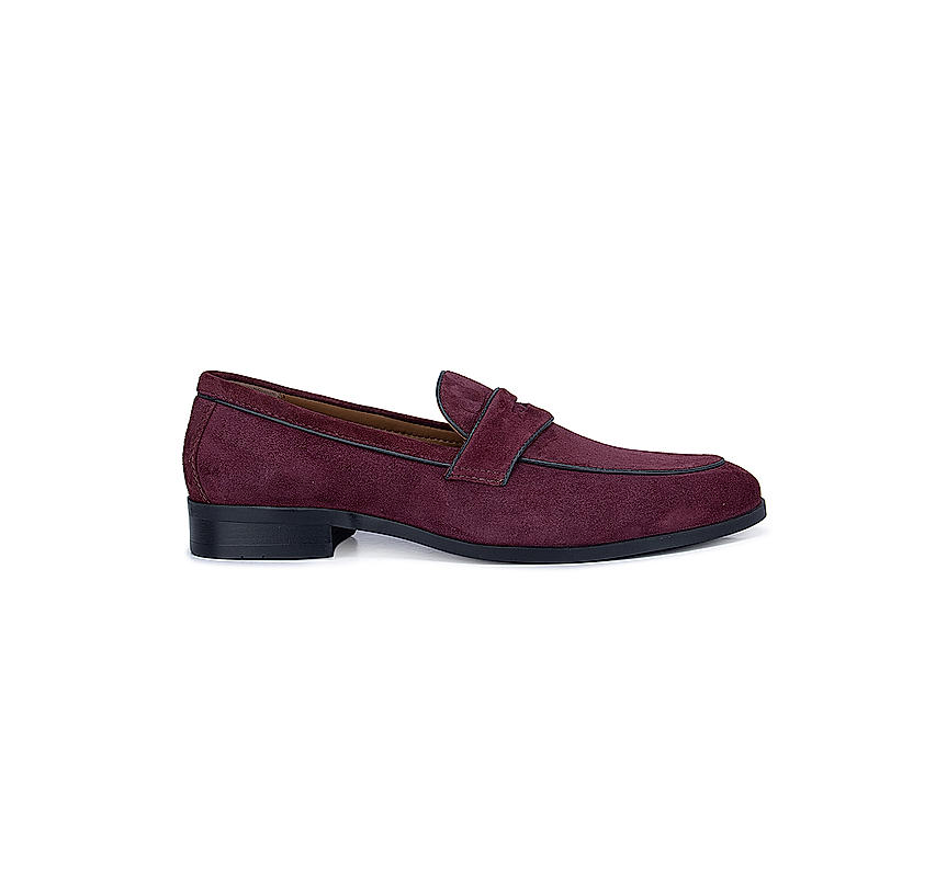 Burgundy Suede Leather Loafers