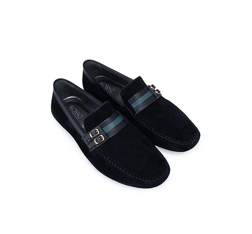 Black Suede Leather Moccasins