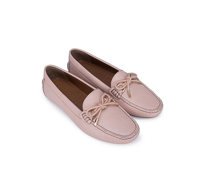 Pink Moccasins With Bow Detail