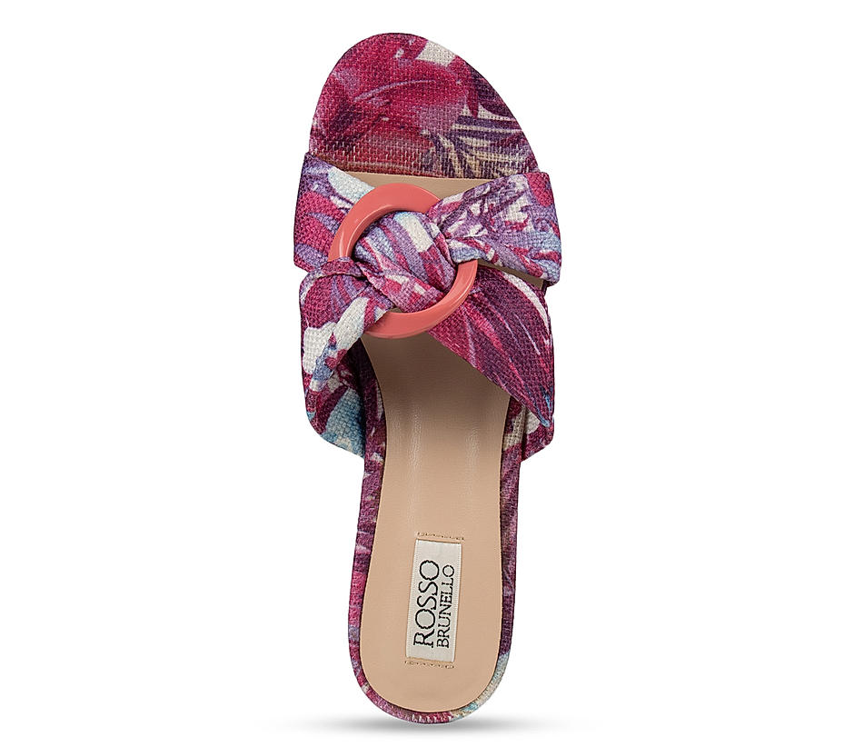 Pink Criss Cross Printed Wedges