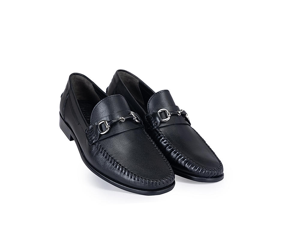Black Loafers With Metal Buckle