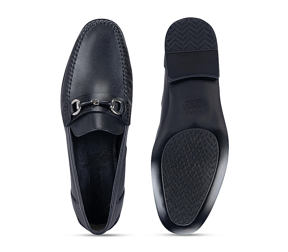 Black Loafers With Metal Buckle