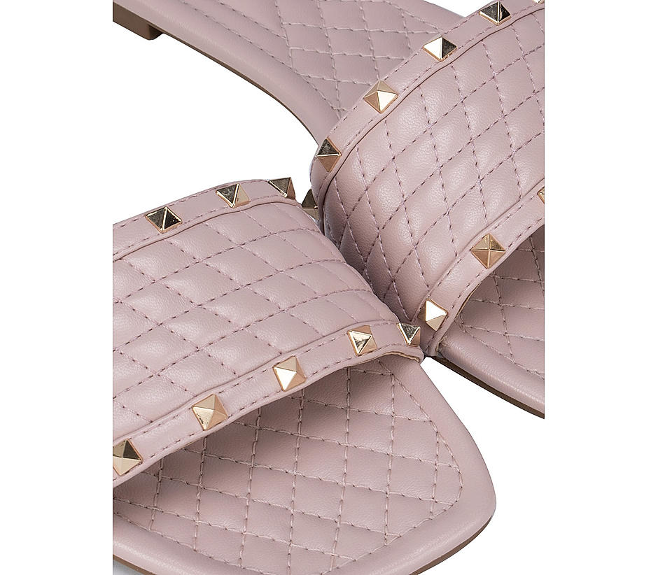 Pink Stud Embellished Quilted Flats