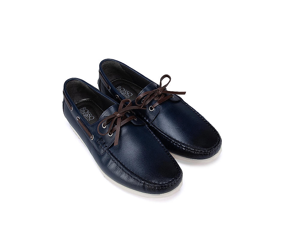 Mens blue leather sales boat shoes